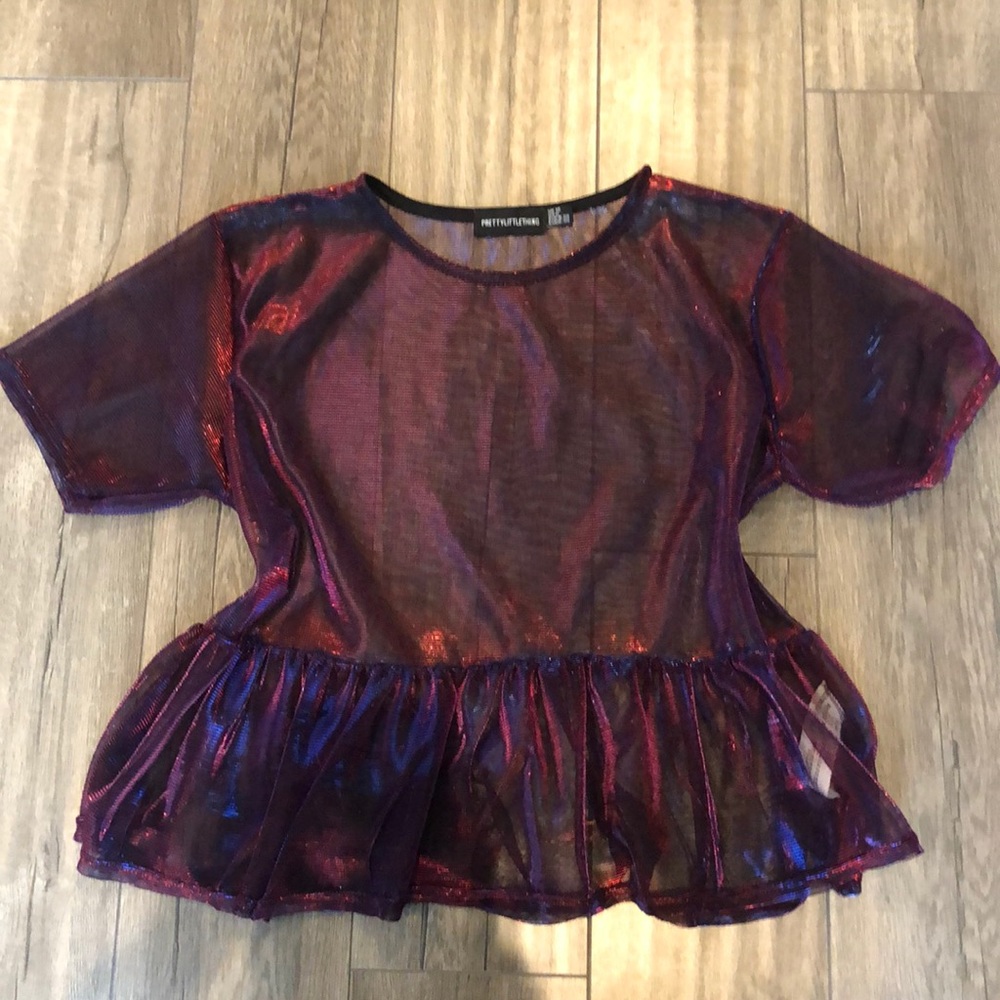 PrettyLittleThing Sheer Peplum top